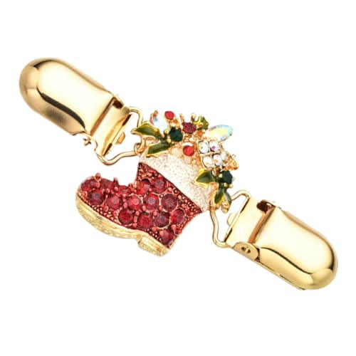 CLISPEED Weihnachtlicher Cardigan Clip mit Kreativem Schalverschluss Eleganter Pullover Kragenclip Vielseitiges Modeaccessoire für Strickjacken Pullover Schals und Festliche Outfits von CLISPEED