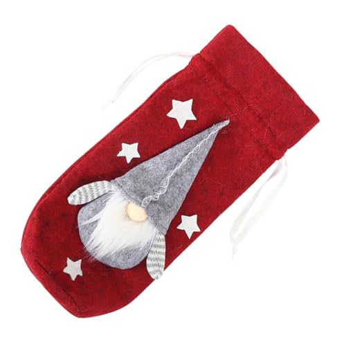 CLISPEED Weihnachtlicher Filz Weinflaschenbeutel mit Wichtelmotiv Wiederverwendbare Flaschenhülle für Standard Weinflaschen Dekorativer Weihnachts Flaschentasche für Festliche von CLISPEED