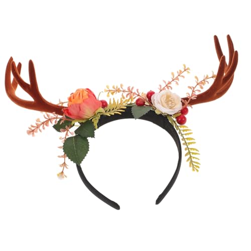 CLISPEED Weihnachtlicher Haarschmuck Damen Geweih Stirnband mit Weichem und Beeren Leichtes Party Haarband für Weihnachten Fasching Geburtstage Komfortabel und Modisch von CLISPEED