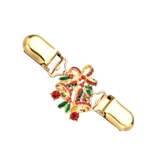 CLISPEED Weihnachtlicher Pulloverkragenclip mit Strasssteinen und Glocken Eleganter Cardigan Clip aus Langlebiger Legierung Modisches Accessoire für Hochzeit und Alltag von CLISPEED