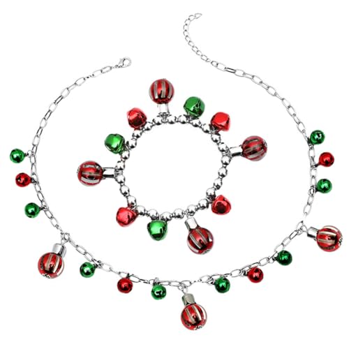 CLISPEED Weihnachtlicher Schmuckset Damen Vintage Glocken Halskette und Perlen Armband Set Festlich Langlebig für Weihnachtsfeier CLISPEED Weihnachtlicher Schmuckset Damen Vintage Glocken Halskette und Perlen Armband Set Festlich Langlebig für Weihnachtsfeier von CLISPEED