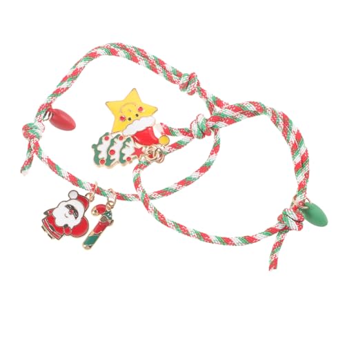 CLISPEED Weihnachtliches Magnetarmband für Geflochtenes Liebesarmband mit Herzanhänger Verstellbar Modisches Partnerarmband für Weihnachten Freundschaftsgeschenk Unisex von CLISPEED