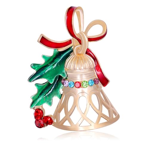 CLISPEED Weihnachtsbrosche Glocke Anstecknadel Damen Modeschmuck mit Strass Leichtes Design Vielseitig Tragbar als für Freundin Festliche Brosche für Pullover und Schals von CLISPEED