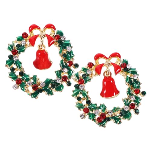 CLISPEED Weihnachtskranz Ohrringe Damen Baumelnde Xmas Ohrschmuck Bogen Design Leicht Alloy Festliche Ohrhänger Für Party Hochzeit Alltag von CLISPEED