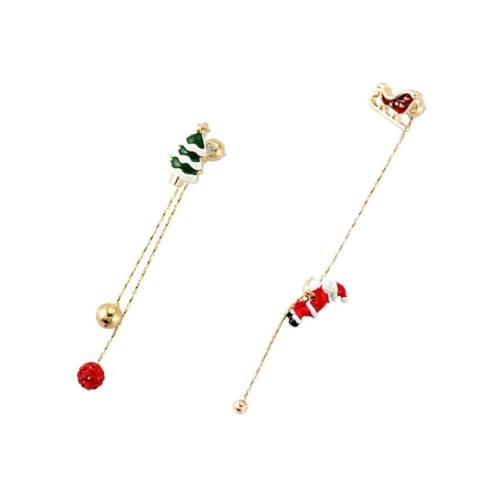 CLISPEED Weihnachtsmann Ohrringe Damen Asymmetrische Lange Quasten Ohrhänger Festliche Ohrschmuck für von CLISPEED