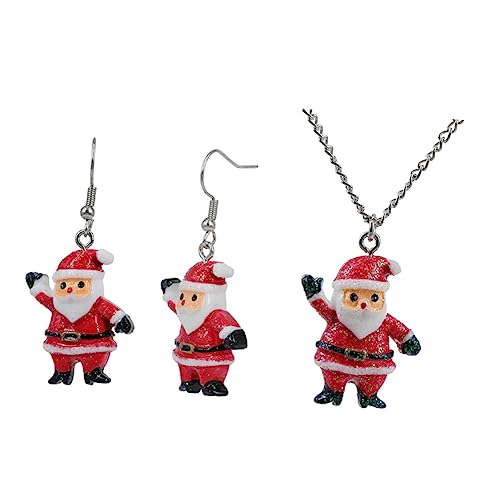 CLISPEED Weihnachtsschmuck Set Teilig Santa Claus Ohrringe und Halskette Cartoon Design Festliche Damen Xmas Schmuck Accessoires für Party und Alltag von CLISPEED