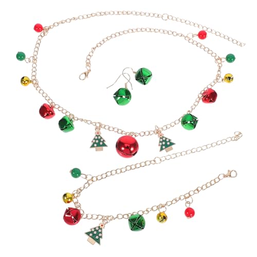 CLISPEED Weihnachtsschmuck-set Damen Jingle Bell Armband Halskette Ohrringe Festliche Weihnachtsklingel Anhänger Schmuck für Weihnachtsfeier Geschenk von CLISPEED