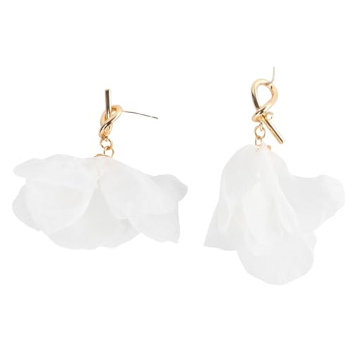 CLISPEED Weiße Vintage Blumenohrringe für Damen Hängende Ohrhänger mit Schleifen Design Legierter Retro Schmuck Ohrpendants für Alltag und Party von CLISPEED