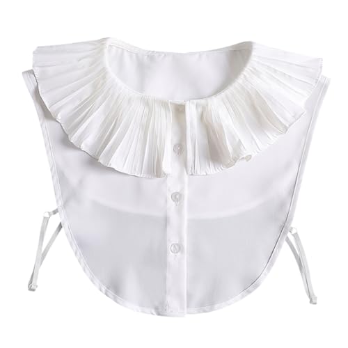 CLISPEED Weißer Spitzenkragen Damen Fake Collar Chiffon Dekorativer Kragen Elegant Bogenförmiges Design Leicht Atmungsaktiv für Kleidungsschmuck von CLISPEED