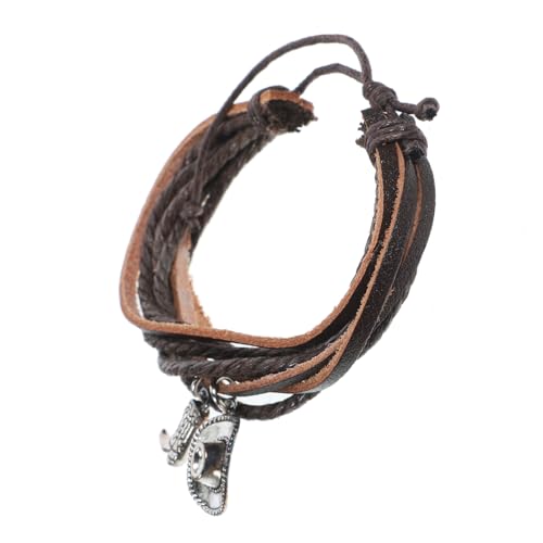 CLISPEED Western Lederarmband Herren Mehrlagig mit Cowboyhut und Stiefel Charms Langlebiges Leichtes Herrenarmband Modisches Armband Schmuck für Alltag und von CLISPEED
