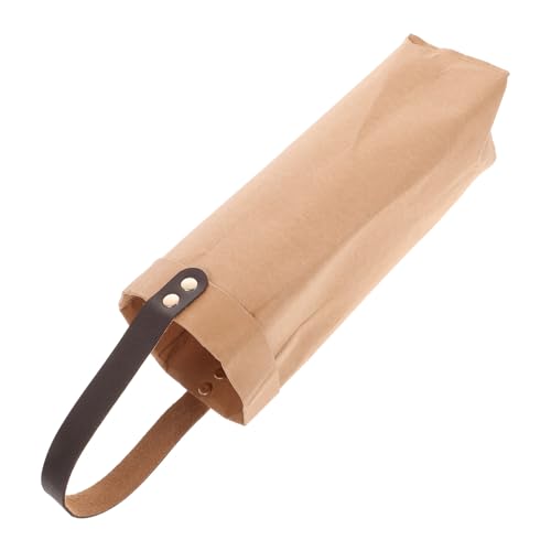 CLISPEED Wiederverwendbarer Weinflaschenbeutel aus Waschbarem Kraftpapier mit PU Tragegriff Robust Schmutzabweisend für Geschenkverpackung und Sicheren Transport Einer Rotweinflasche von CLISPEED