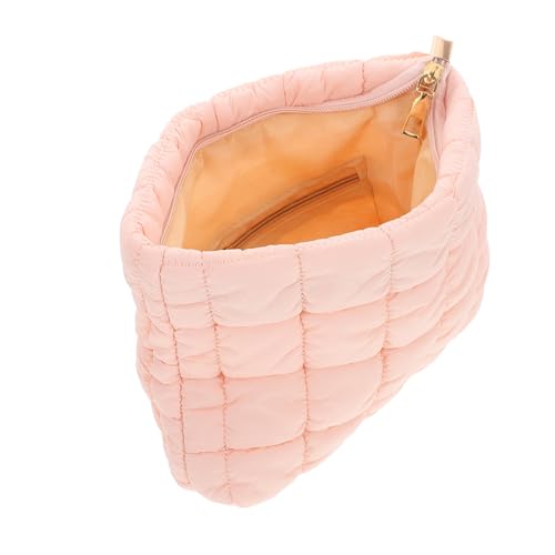 CLISPEED Winterliche Gesteppte Puffer Tasche Damen Make up Bag Klein Stylisch Vielseitig Clutch Kosmetiktasche Reise Elegant Modisch Rosa von CLISPEED