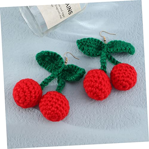 CLISPEED Kirschohrringe Für Frauen Gestrickte Tropfenohrringe Ohrhänger Aus Hochwertigem Material Kreativer Damenschmuck Für Alltag Und Partys von CLISPEED