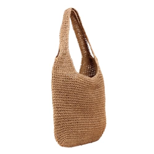 CLISPEED Woven Tote Bag Damen Strohtasche Leicht Strandtasche Handgefertigt Großer Fassungsvermögen Schultertasche Alltag Urlaub Strand von CLISPEED