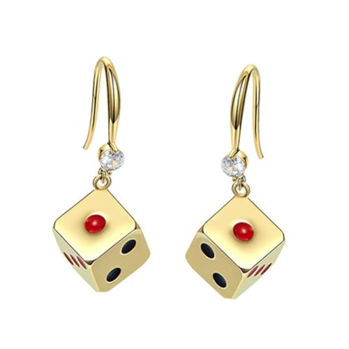 CLISPEED Würfel Ohrringe Glücksbringer Dangler Ohranhänger für Damen Party Schmuck mit Geometrischem Design Persönliches zu Weihnachten und Neujahr von CLISPEED