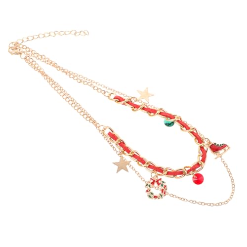 CLISPEED Xmas Charm Halskette Damen Mehrlagige Weihnachtskette mit Schneemann Anhänger Festlicher Schmuck für Weihnachtsfeiern und Festliche Anlässe aus Zinklegierung von CLISPEED