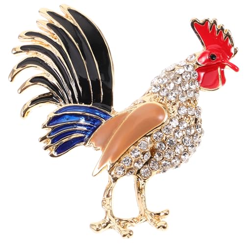 CLISPEED Zinklegierung Hahn Brosche Damen Anstecknadel Kleidung Schmucknadeln für Strickjacke Dekorative Langlebige Modebrosche für Hochzeit Schal Revers Eleganter Kleideraccessoire von CLISPEED