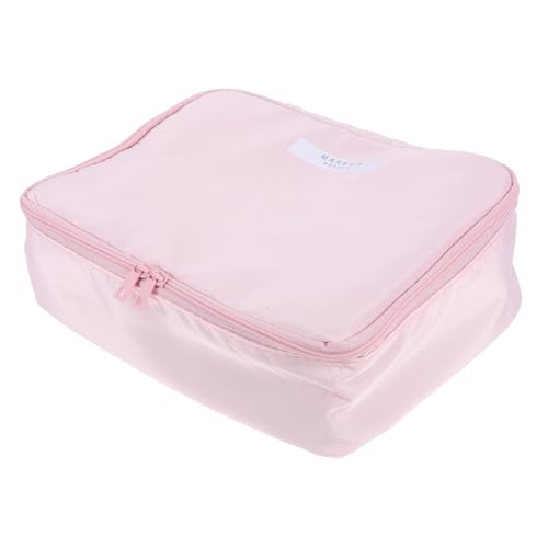 CLISPEED wasserdichte Große Kosmetiktasche mit Reißverschluss Tragbarer Reise Organizer mit Fächern Geräumige Make Up Tasche für Damen Kompakte Kulturtasche in Rosa Leicht und Praktisch von CLISPEED