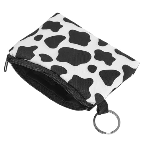 CLISPEED wasserdichte Münzbörse Damen mit Niedlichem Kuhmuster Kleines Portemonnaie mit Schlüsselanhänger Vielseitige für Karten Münzen und Make up für Reisen und Alltag von CLISPEED
