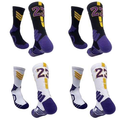 CLKE 4 Paare Fußball Socken, Anti Rutsch Grip Fußballsocken, Unisex Outdoor-Sport-Laufsocken, Kompressionsstretch-Socken, Rutschfeste Sportsocken für Fussball Basketball Laufen von CLKE