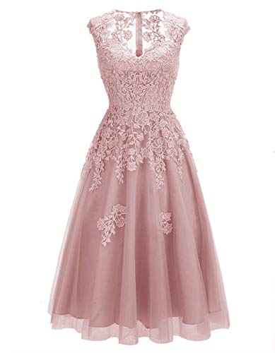 CLLA dress Damen Abendkleider Kurz Hochzeit Spitze Applikationen Brautjungfernkleider Ballkleider(Erröten,38) von CLLA dress