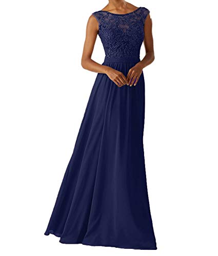 CLLA dress Damen Chiffon Abendkleider Für Hochzeits Elegant Appliques Ballkleid Lang Cocktailkleider(Navy Blau,36) von CLLA dress