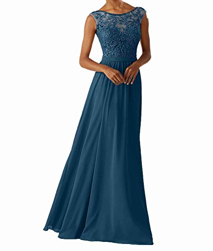 CLLA dress Damen Chiffon Abendkleider Für Hochzeits Elegant Appliques Ballkleid Lang Cocktailkleider(Teal,42) von CLLA dress