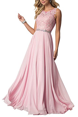 CLLA dress Damen Chiffon Spitze Abendkleider Elegant Brautkleid Lang Festkleid Ballkleider(Rosa,32) von CLLA dress