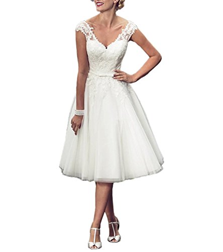 CLLA dress Damen Spitze Appliques Hochzeit Kleidung Brautkleid Boho Hochzeitskleid Prinzessin(Weiß,38) von CLLA dress