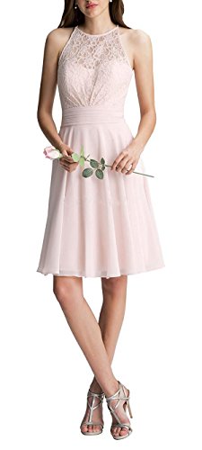 CLLA dress Damen Strass-Taille Abendkleider kurz Partykleider Ballkleid Schatzhals Brautjungfer Kleider(Rosa,42) von CLLA dress