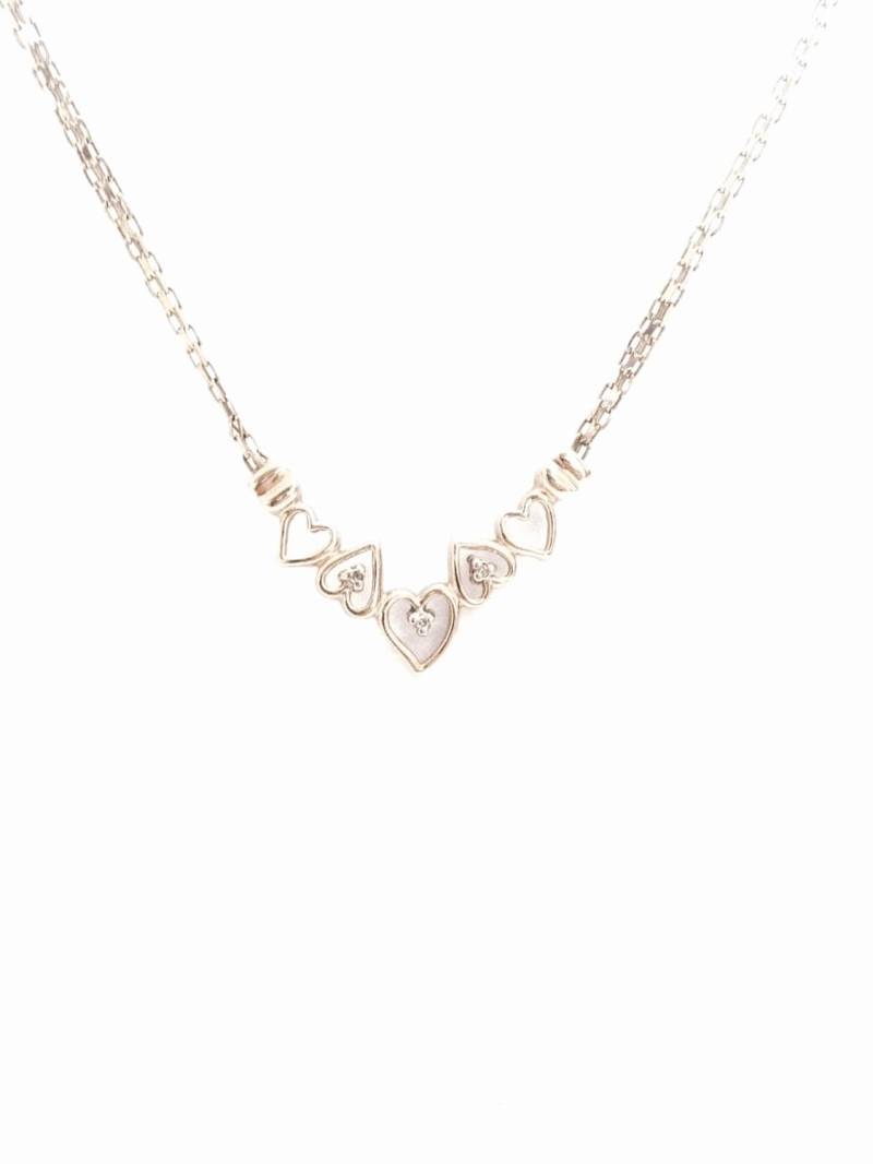 A 1930-40Er Jugendstil 14K Gelbgold Fünf Herz-Triplet Diamant Geprägt 17, 5" Bismarck Kette Halskette, Frühlingsverschluss, 4, 47 Gramm #3271 von CLLEWISLLC