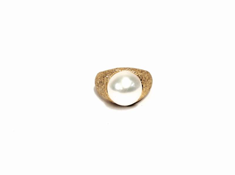 A Designer Signiert "Cgi' Sparkling Gold Vermiel/sterling Silber & Solitaire Natural Pearl Ring, Usa Ring Größe 7, 7, 64 Gramm #3025 von CLLEWISLLC