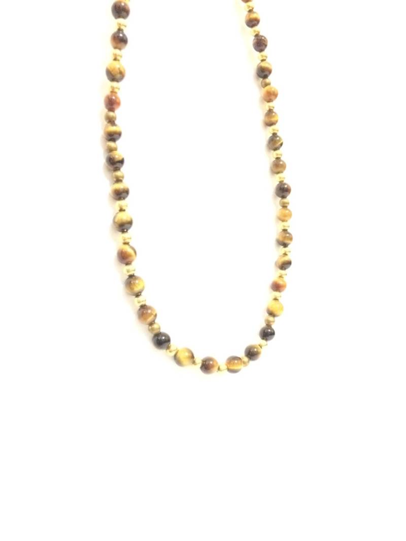 A Divine 18" Mid-Century Tigerauge & Gold Perlen Halskette, 14, 18 Gramm, 3(mm T.e. #4222 von CLLEWISLLC