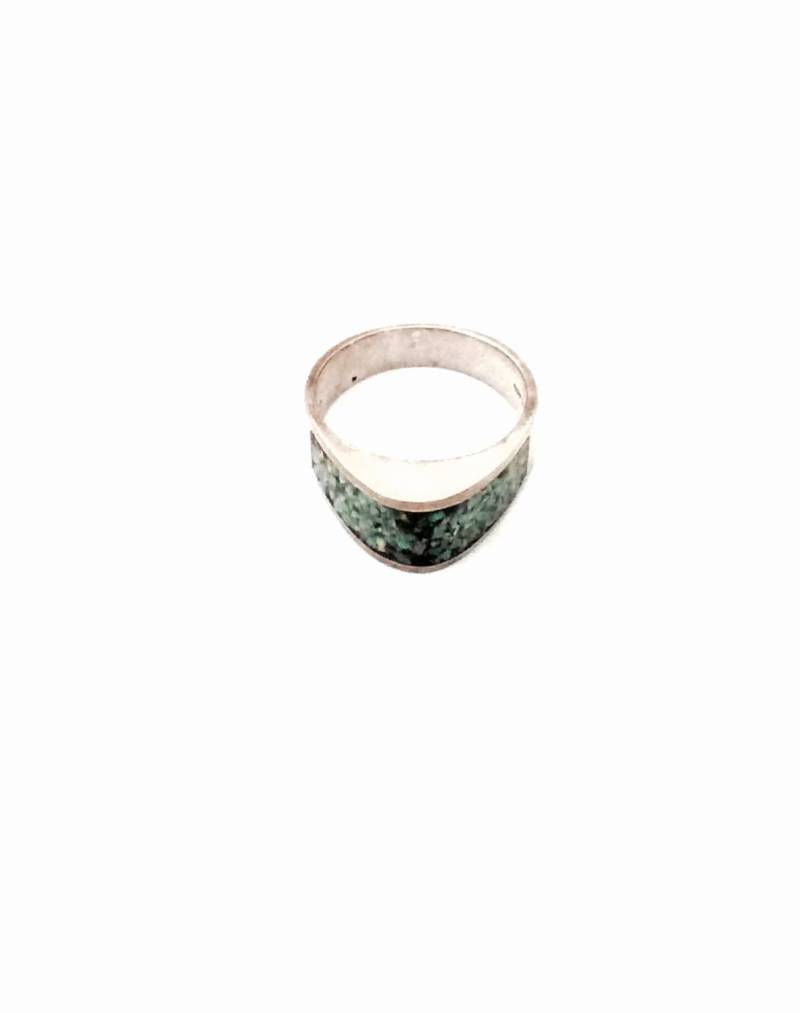 C. 1970 Es Modernist Convex Triangle & Abalone Gespenst Sterling Silber Ring, Usa Ring Größe 9, 6, 07 Gramm, #2835 von CLLEWISLLC