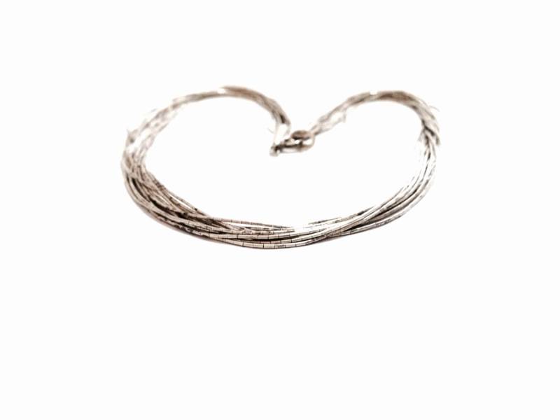 Ein 18" Anfang Der 1900Er Jahre Designer Signiert "Cjs' Mehrsträngige Konen Geschlossene Halskette/sterling Silber, 12, 65 Gramm #3545 von CLLEWISLLC