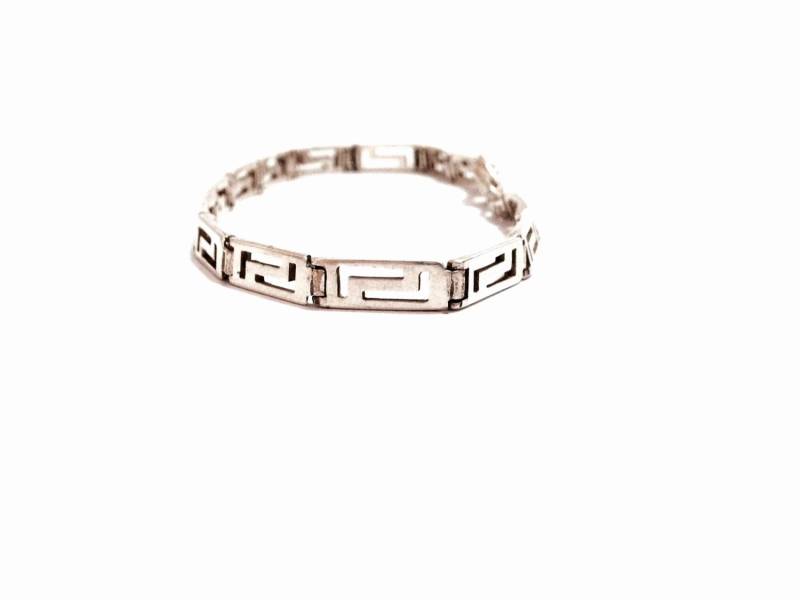 Ein 7, 5" Frühes 1930-40Er Jahre Handgemachtes Jugendstil Greco-Römer-Glieder-Gliederarmband/sterling Silber, Federverschluss, 7, 7 Gramm #3529 von CLLEWISLLC