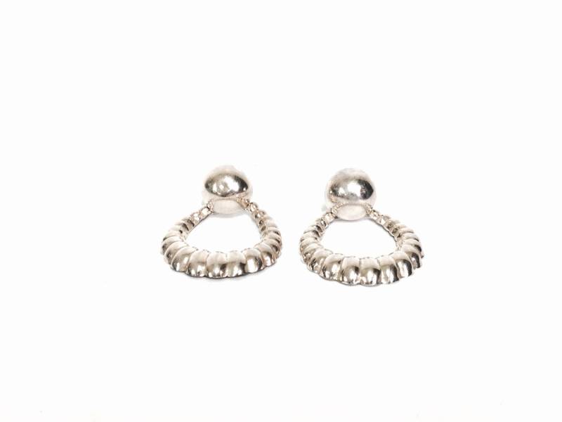 Ein 70Er Jahre Retro-Modernist Paar Sterling Silber Halbmond-Hooped Hohlkugel Ohrstecker 1, 25x1x, 25", 6, 89 Gramm, #3088 von CLLEWISLLC