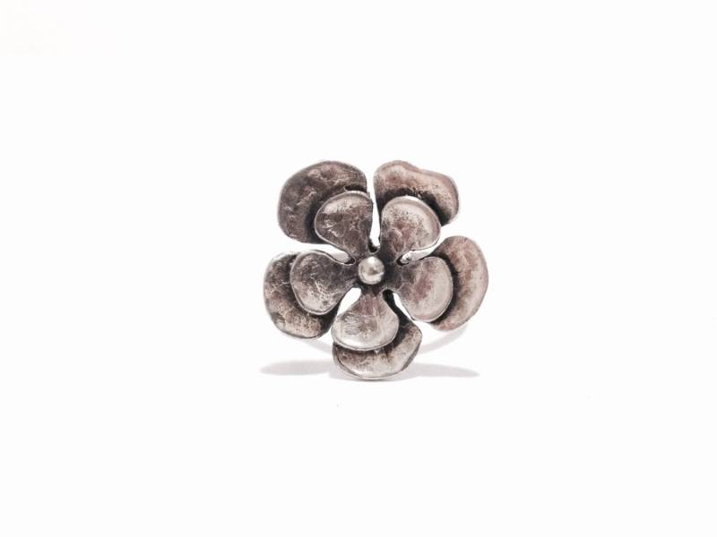 Ein Anfang Der 1930-40Er Jahre Handgemachter Jugendstil Lagen Blumenring/sterling Silber, Größe 6, 75, 5, 86 Gramm #3769 von CLLEWISLLC