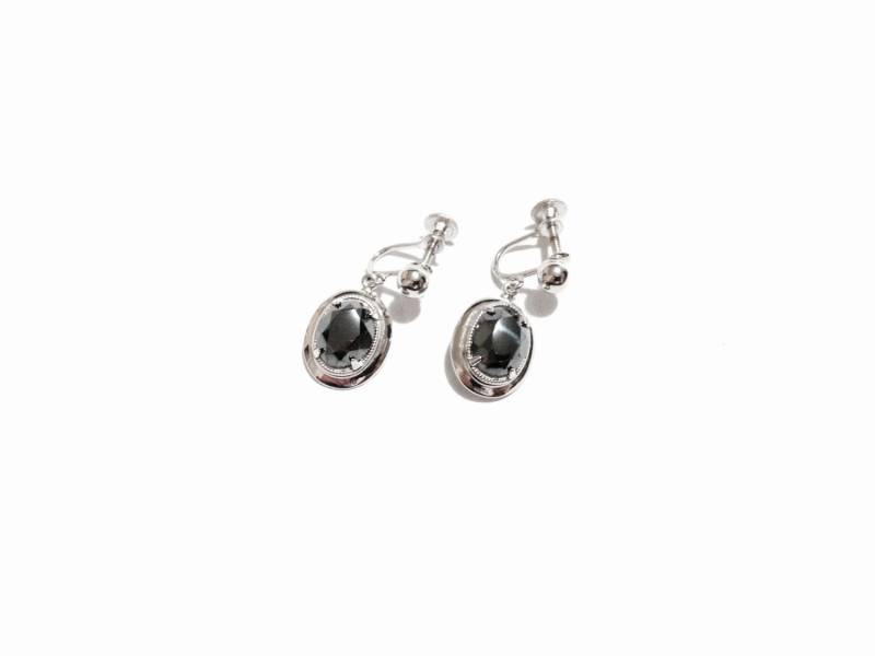 Ein Atemberaubendes Paar Mid Century Jugendstil Hämatit Stein Schraub-Ohrringe/Sterling Silber, 1x.25x.25", 4, 2 Gramm #3380 von CLLEWISLLC