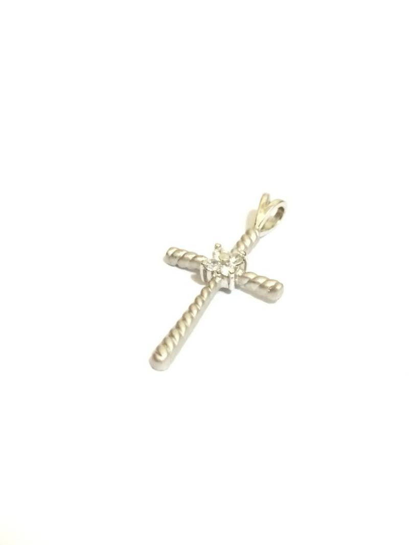 Ein Eleganter Cz Diamant Geprägtes Jugendstil Modernist Kreuz | Oder Kruzifix Anhänger/sterling Silber, 3, 5x2x, 5 | cm, 2, 3 Gramm #4245 von CLLEWISLLC