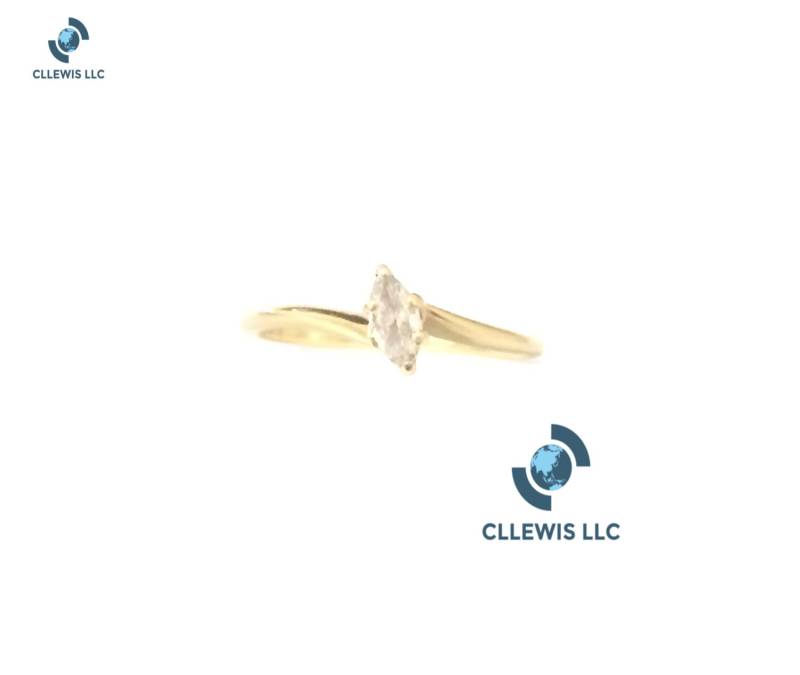 Ein Jugendstil Gewickelt 1/4 Ct Solitär Marquise Diamant Verlobungsring/14K Gelbgold, Usa Ring Größe 7, 25, 1, 8 Gramm #4167 von CLLEWISLLC