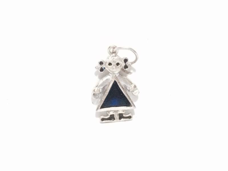 Ein Niedlicher Mid-Century Girl Solitär Triangle Cut Dark Aquamarin Charm-Anhänger/sterling Silber, 2 Gramm #4120 von CLLEWISLLC