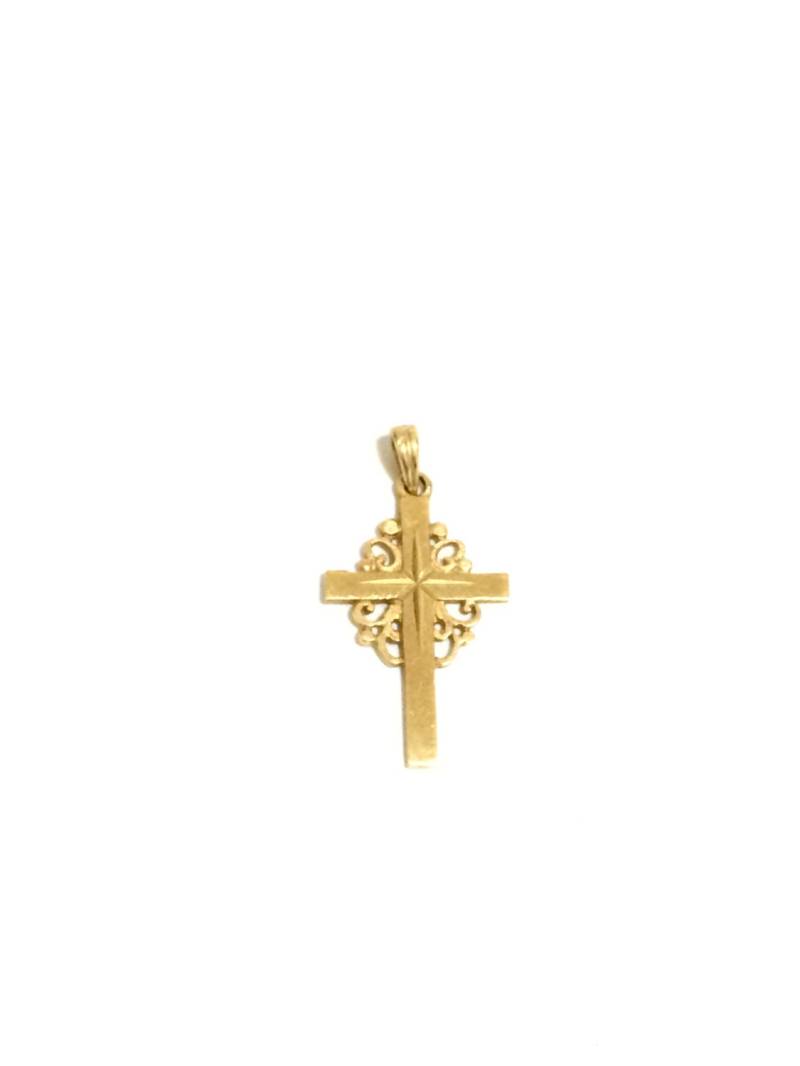 Ein Suave 1930Er Jugendstil Gelbgold Kreuz | Oder Kruzifix Charm-Anhänger/14K Gelbgold, Designer, 2, 5x1, 5x, 5cm, 1, 02 Gramm #4257 von CLLEWISLLC