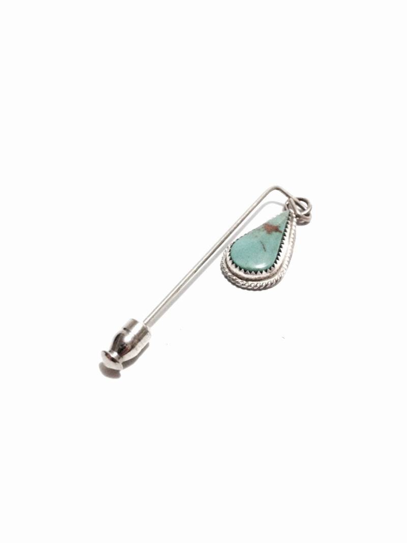 Eine Frühe 1930-40Er Jahre Jugendstil Solitär Turqouise Teardop Hut-Pin/sterling Silber, 2x, 5x, 25", 3, 24 Gramm #3756 von CLLEWISLLC