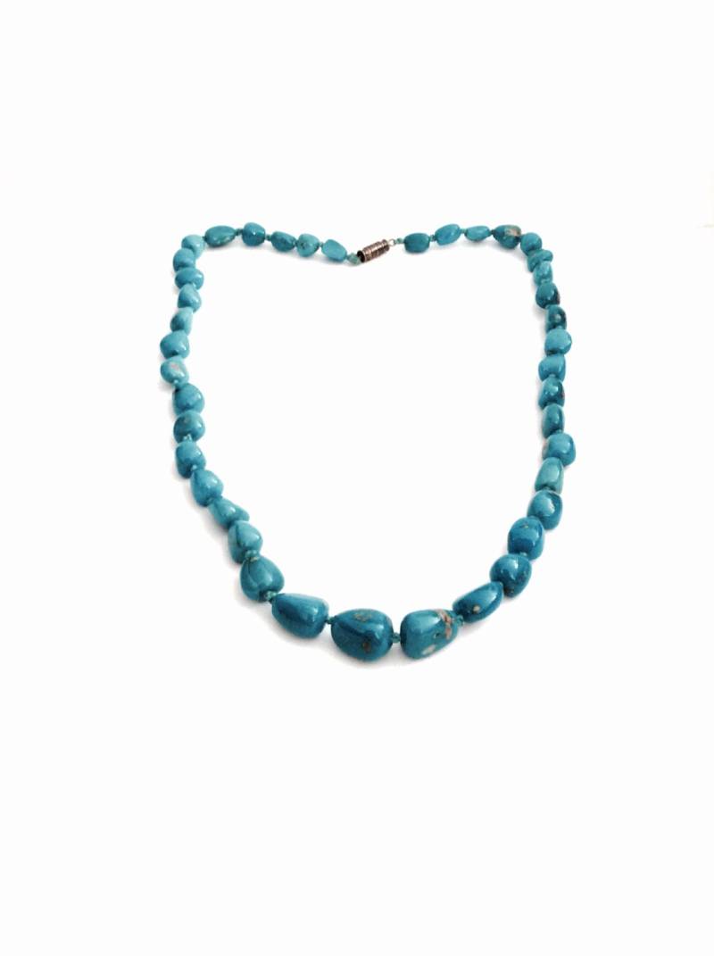 Eine Southwestern Türkis Perlen Kette, Sterling Silber Schraubverschluss, 48, 39 Gramm #2906 von CLLEWISLLC