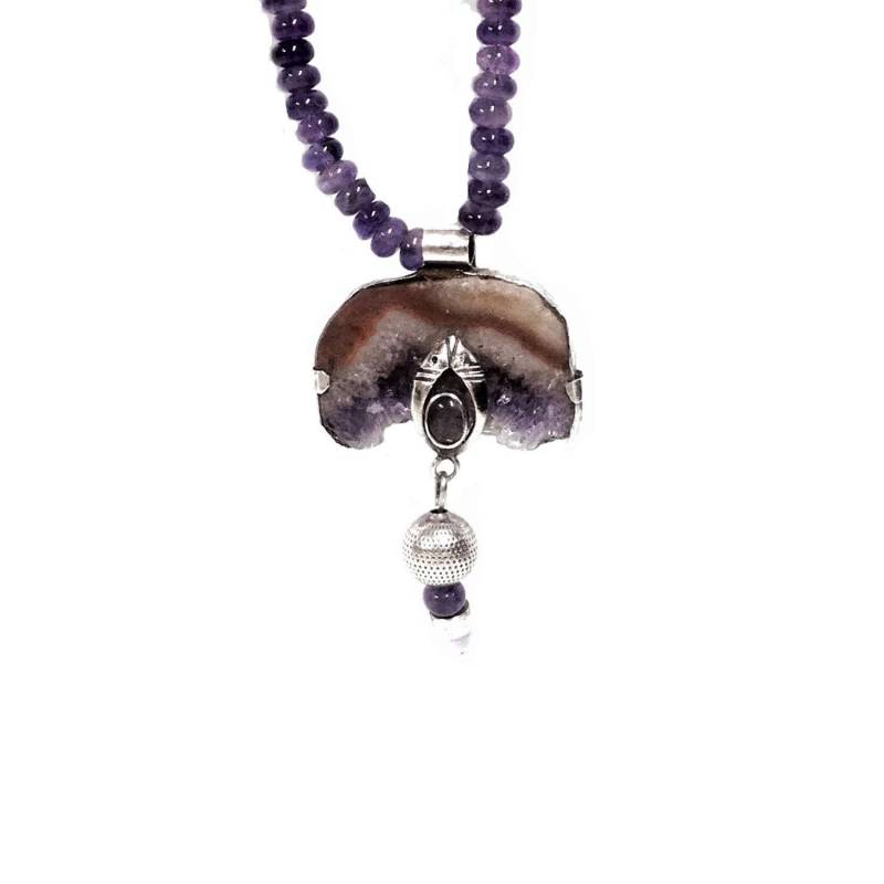 J. Adelson Designer Handgefertigter Amethyst & Sterling Silber Anhänger - Perlenkette, 15" Kette, Anhänger 2, 5x1, 5x, 25", Wiegt 1, 4Oz #2326 von CLLEWISLLC