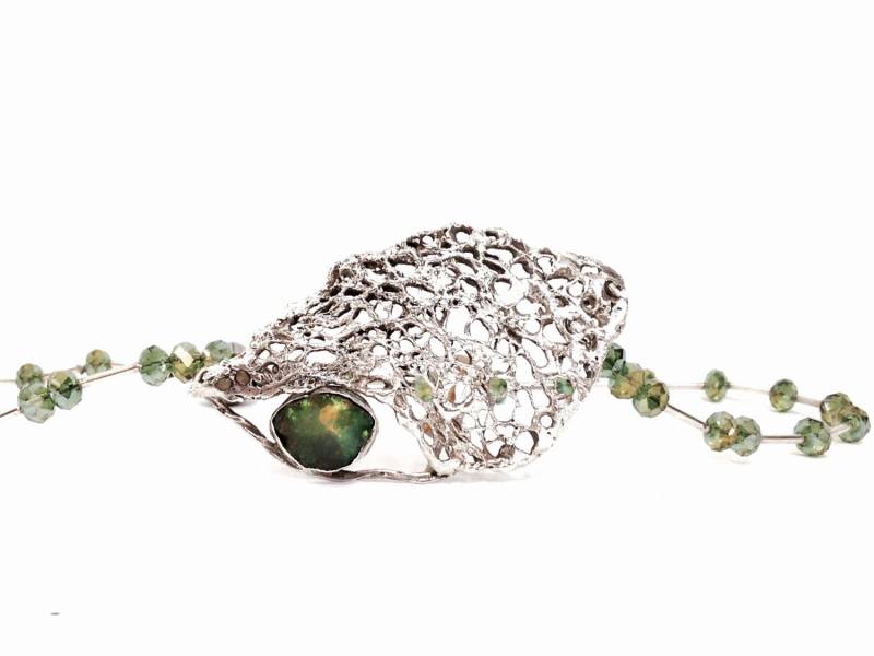 J. Adelson Green Fire Opal & Sterling Silber Anhänger - Perlen Grüne Kristall Halskette Mit Magnetverschluss, 17" Kette, 2, 5x1, 5x, 25" #2327 von CLLEWISLLC