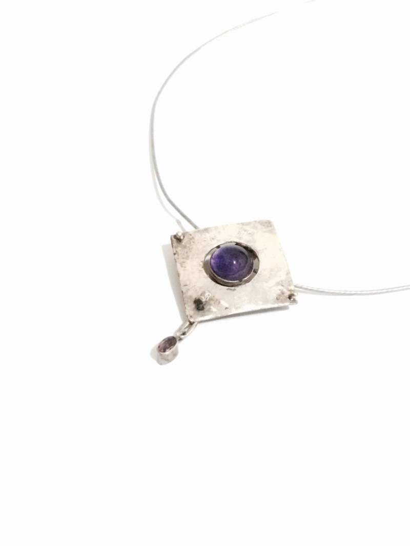 J. Adelson Handgemachter Amethyst Anhänger/Sterling Silber An Einer 17" Stahl Schraubkette, 8, 5 Gramm, Anhänger 2x1, 5x, 25" #4148 von CLLEWISLLC