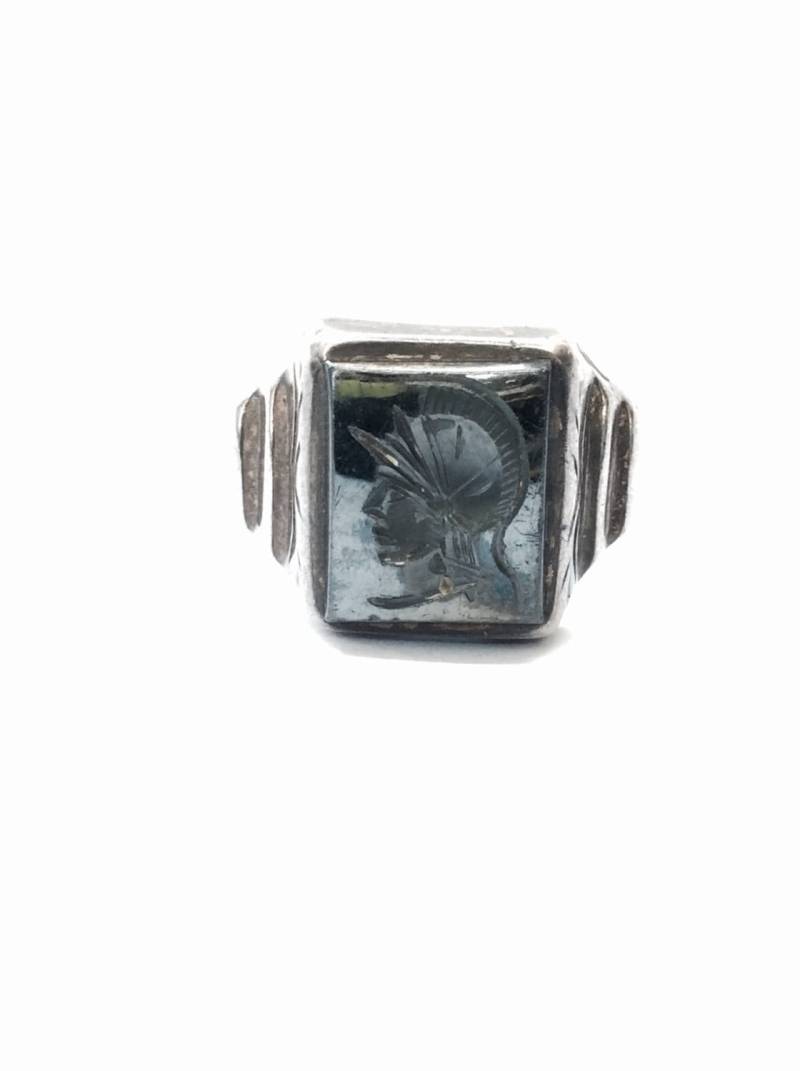 One Of A Kind Mid-19Th Century Sterling Silber Greco-Roman Handgeschnitzt-Onyx | Familie Siegel Solitär Ring, Usa Ring Größe 9, 5, 8, 06 Gramm #3003 von CLLEWISLLC