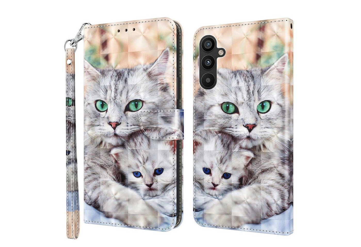 CLM-Tech Handytasche Hülle für Samsung Galaxy A34 5G Tasche aus Kunstleder Klapphülle Etui (1x Samsung Galaxy A34 5G Wallet Case Cover Handyhülle), Standfunktion, Kartenfächer, Magnetverschluss von CLM-Tech